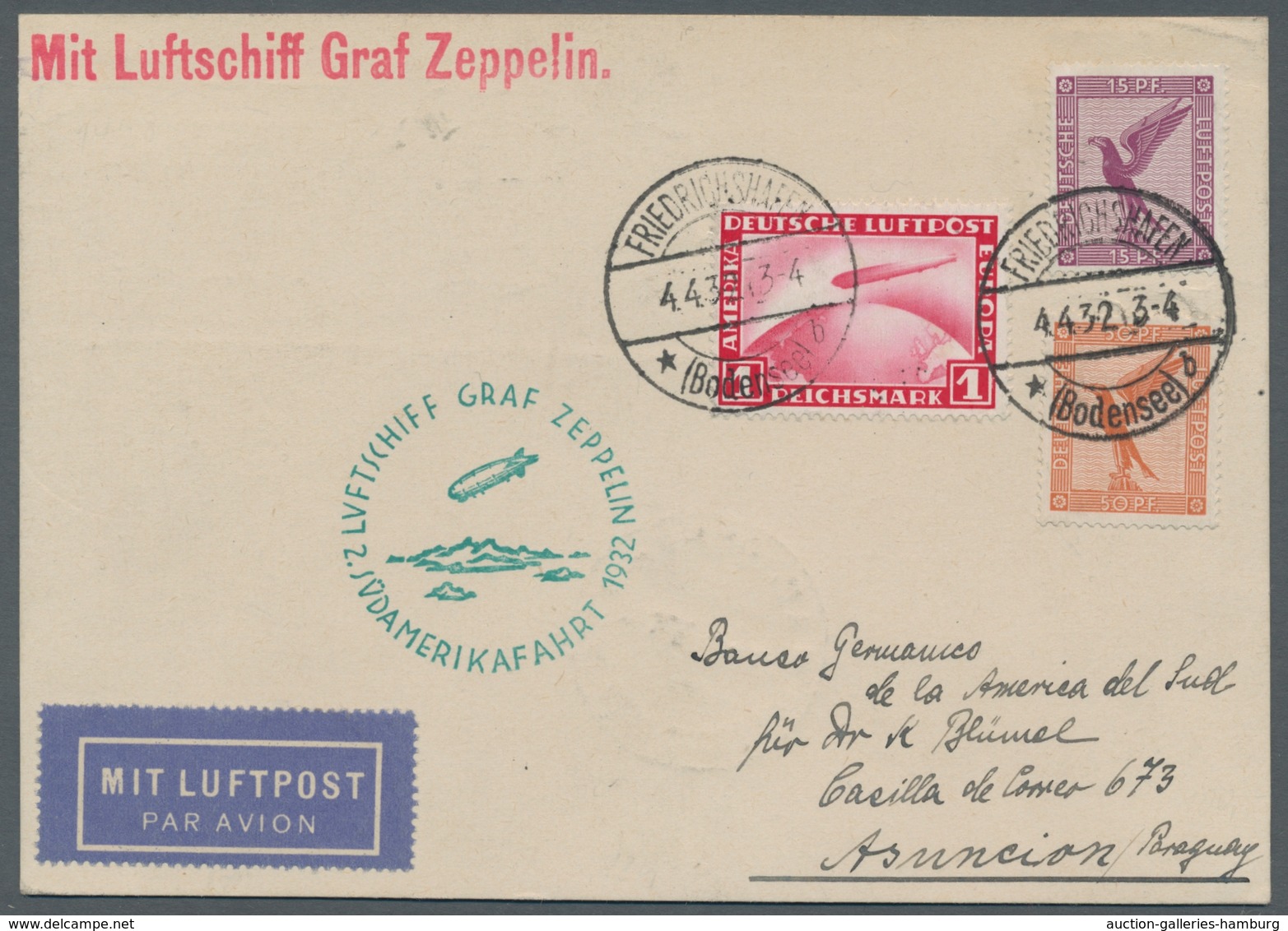 Zeppelinpost Deutschland: 1932, Traumhaftes Ensemble Karten, Alle Gleich Mit 1,65 RM Frankiert. U.a. - Correo Aéreo & Zeppelin