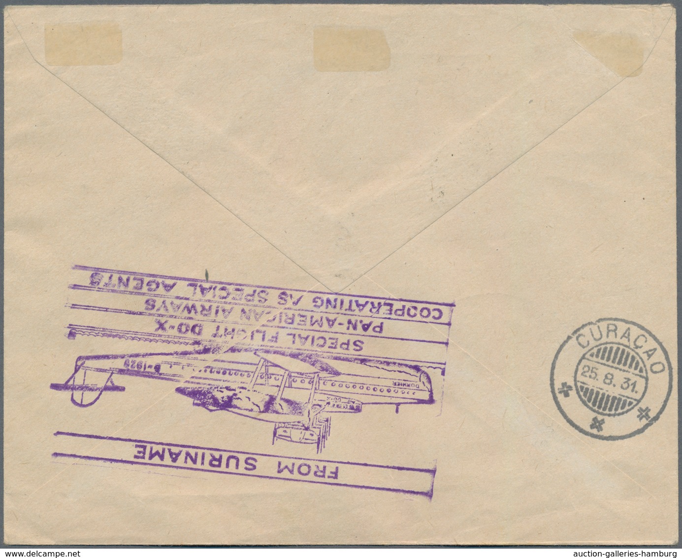 DO-X - Flugpost: 1931, Surinam, Complete Airmail Set With Ovp "Vlucht Do.X 1931", The 40 C Orange Wi - Correo Aéreo & Zeppelin