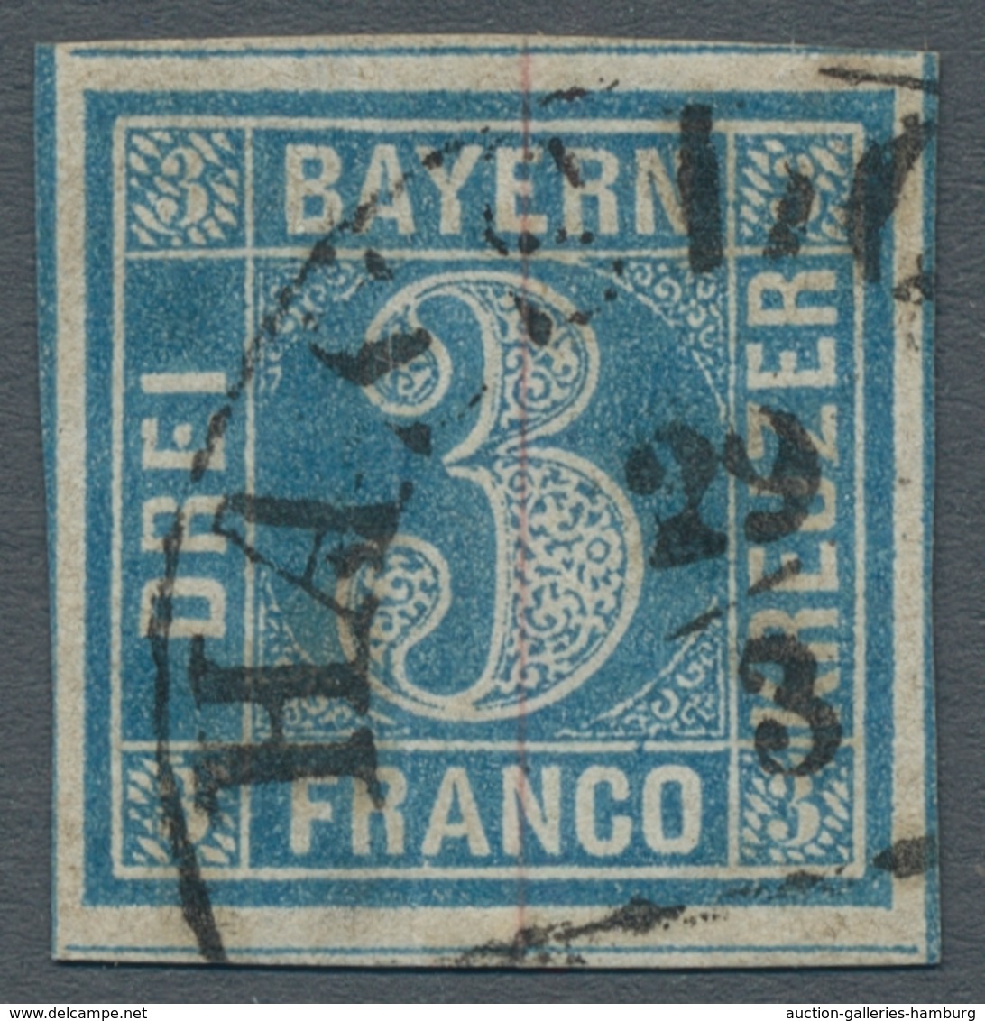 Bayern - Marken Und Briefe: 1849; 3 Kr. Blau In Type I Mit Schwarzem Halbkreis-Stempel "Hassloch 29/ - Otros & Sin Clasificación