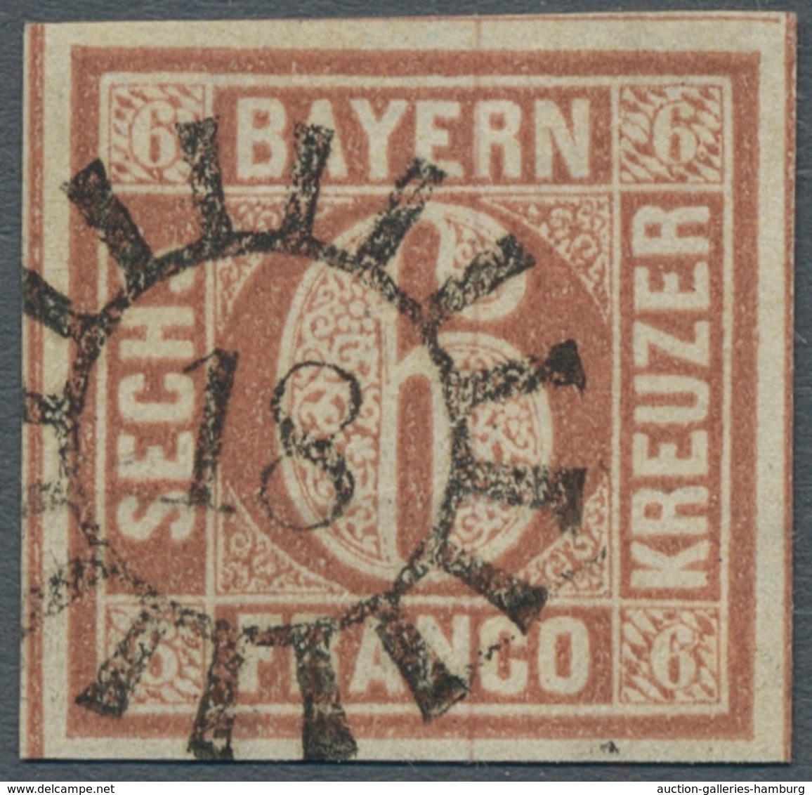 Bayern - Marken Und Briefe: 1849, 6 Kr Orangebraun In Type I, Sehr Sauberes Vollrandiges Kab.-Stück, - Other & Unclassified