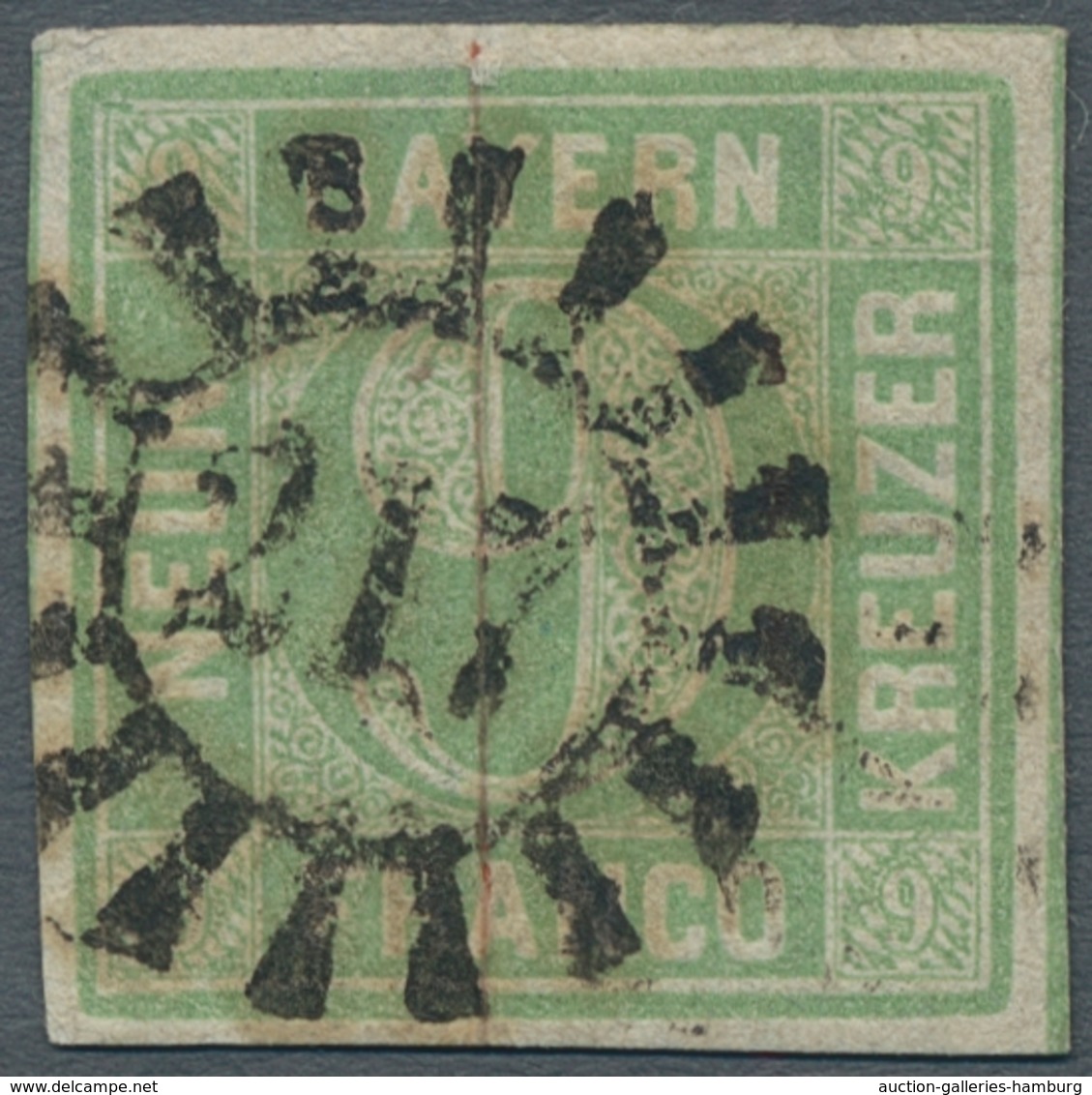 Bayern - Marken Und Briefe: 1853, "9 Kr. Blaugrün In Type II", Farbfrischer Wert Mit Zentralem GMR 2 - Altri & Non Classificati