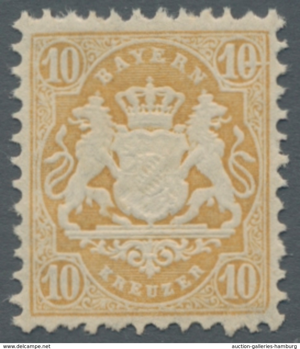 Bayern - Marken Und Briefe: 1875, 10 Kr. Gelb, Postfrisch, Einwandfrei Mit Plattenfehler "Strich Dur - Otros & Sin Clasificación