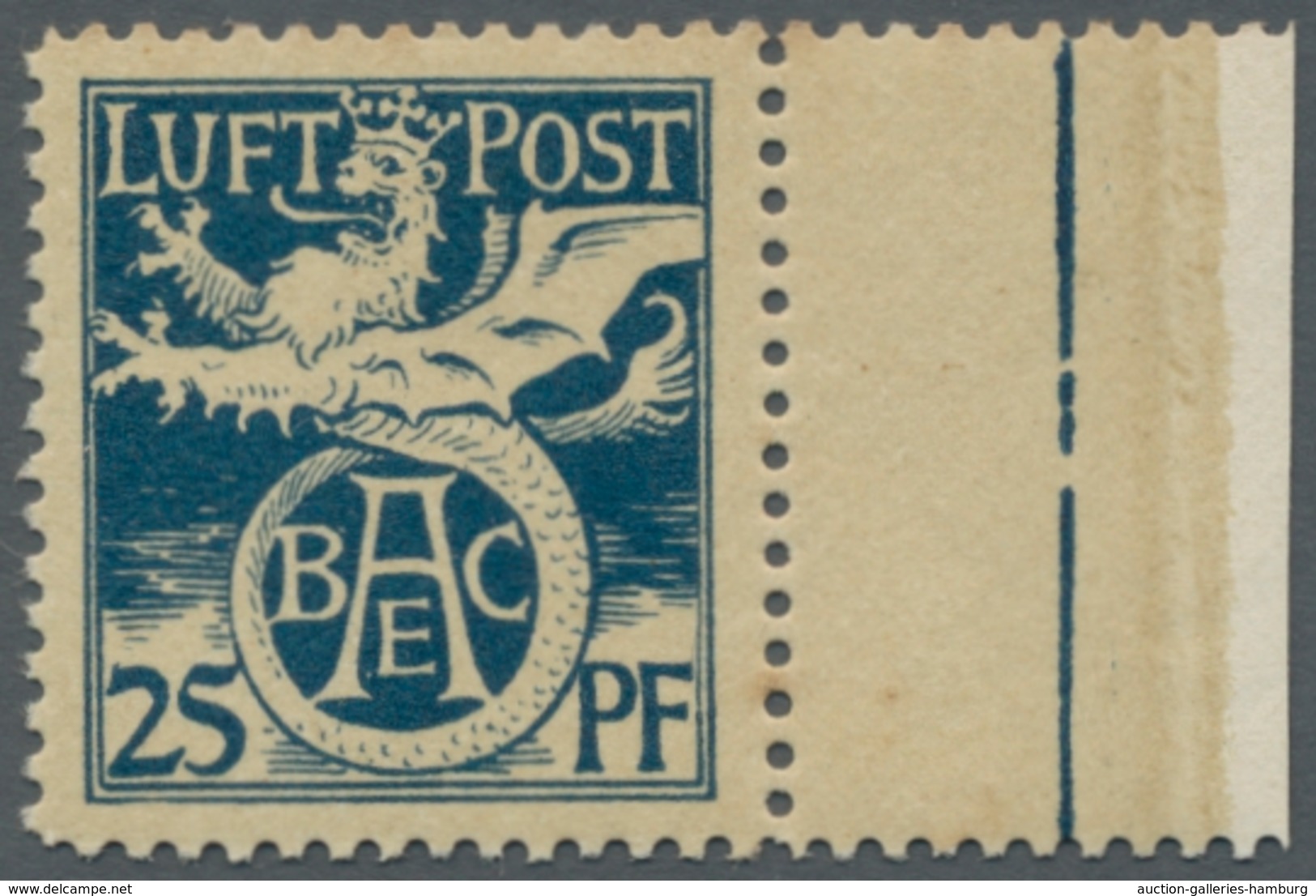 Bayern - Marken Und Briefe: 1912, Flugpostmarke, 25 Pf. Preußischblau, Postfrisches Randstück, Zwei - Altri & Non Classificati