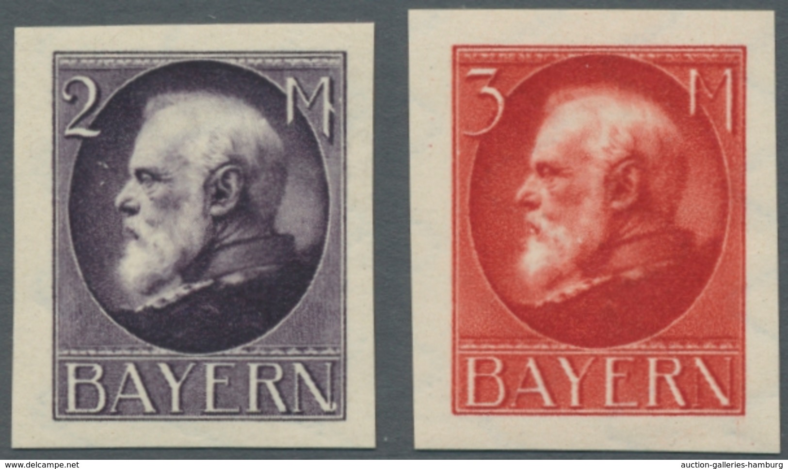 Bayern - Marken Und Briefe: 1914, Ludwig, 2 U. 3 Mark Friedensdrucke Ungezähnt, Postfrisch, Einwandf - Otros & Sin Clasificación