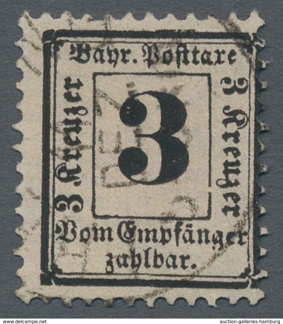 Bayern - Portomarken: 1870, "3 Kr. Mit Wasserzeichen Enge Raute", Sauber FREISING Gestempelter Wert - Otros & Sin Clasificación