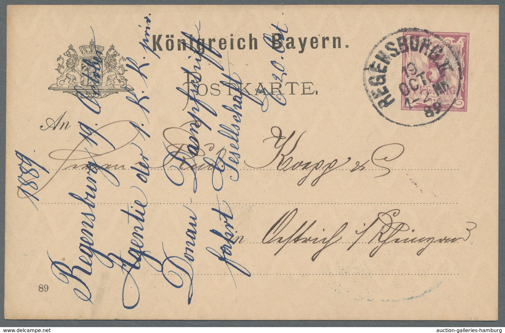 Bayern - Ganzsachen: 1872 Posten von 31 Briefen, Karten, Ganzsachen verschiedener Gebiete (Bayern, P