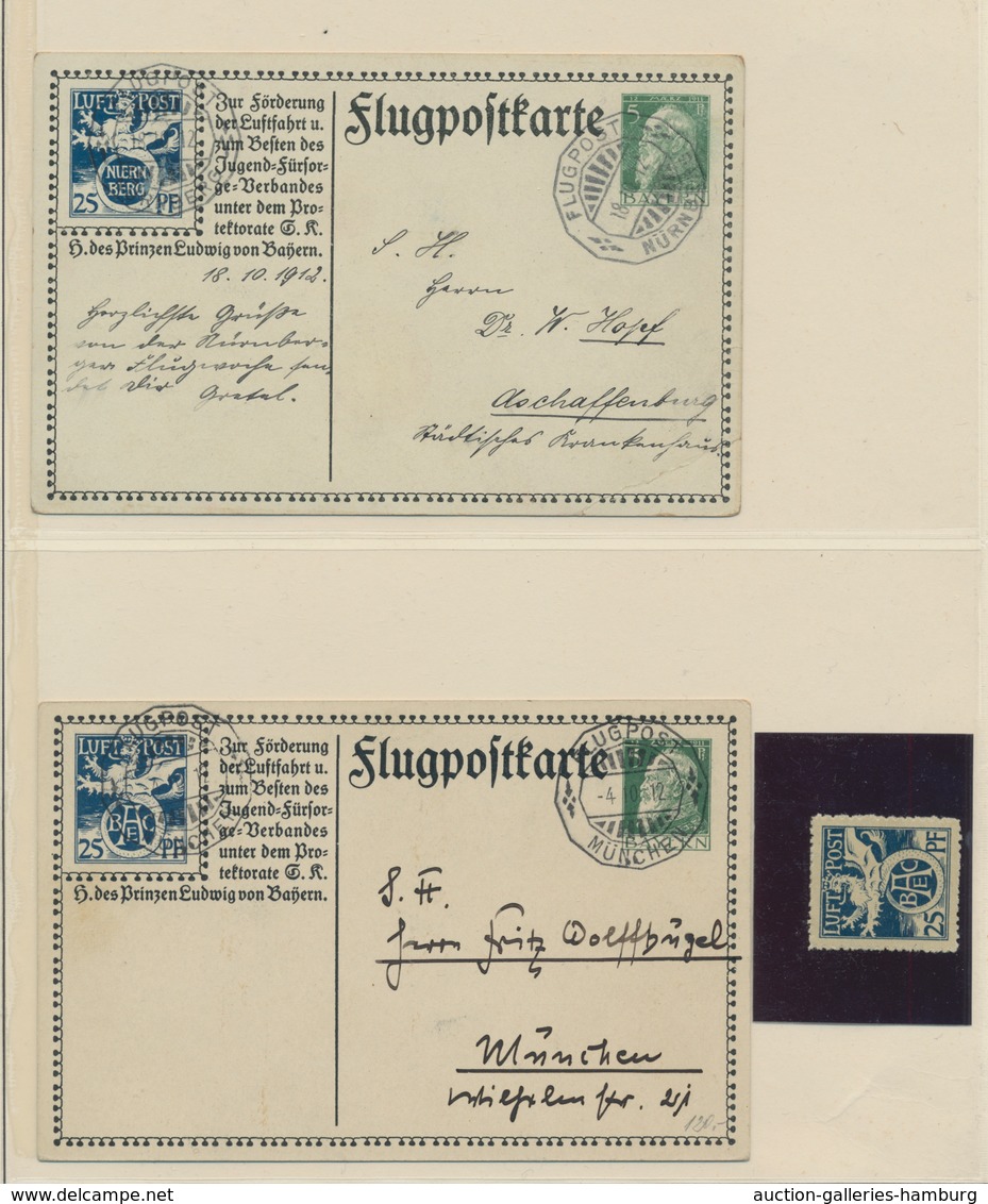 Bayern - Ganzsachen: 1912, Beide Sonderflugpostkarten Je Mit 2x SST. Nürnberg U. München Vom 4. Bzw - Other & Unclassified