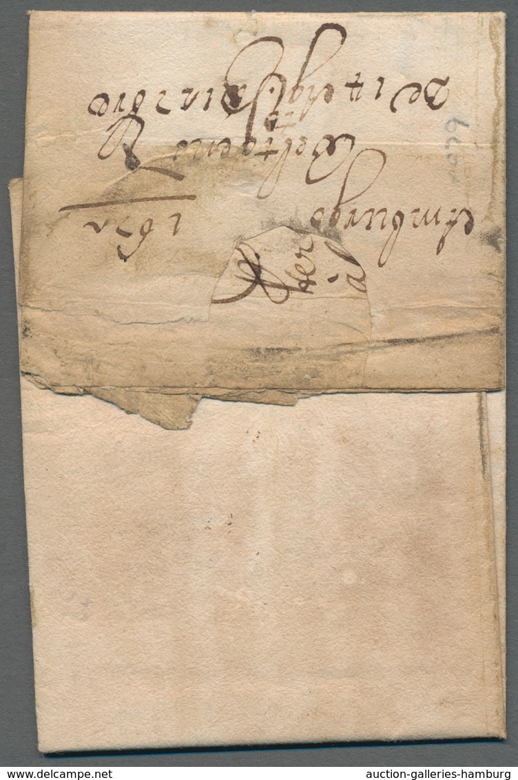 Hamburg - Frühe Post: 1672, Früher Faltbrief Geschrieben In Hamburg 24. Juli 1672 Nach Livorno In Gu - Hambourg