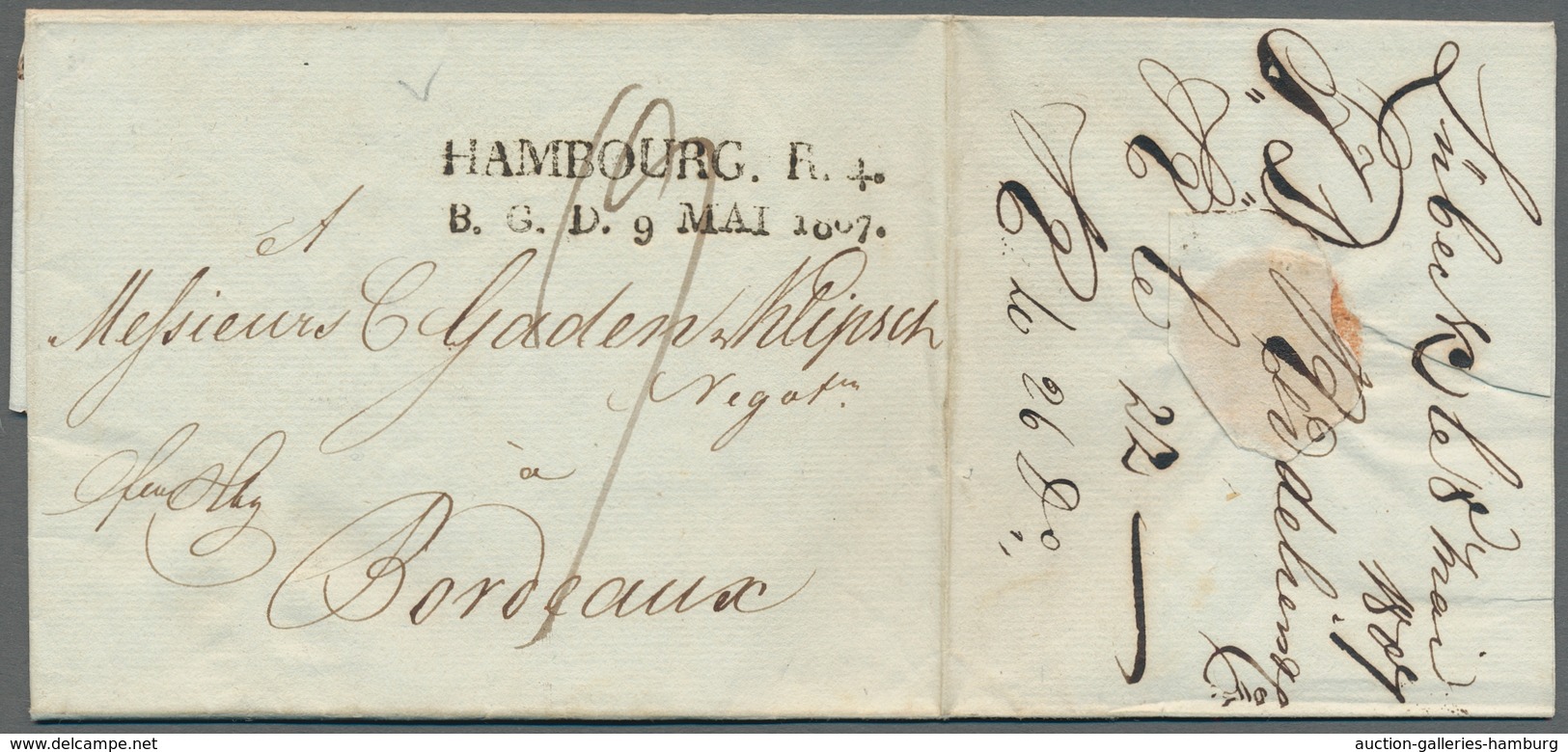 Hamburg - Bergisches Postamt: 1807, HAMBOURG. R. 4. B.G.D. 9 MAI 1807, Klarer Abschlag Auf Komplette - Hambourg