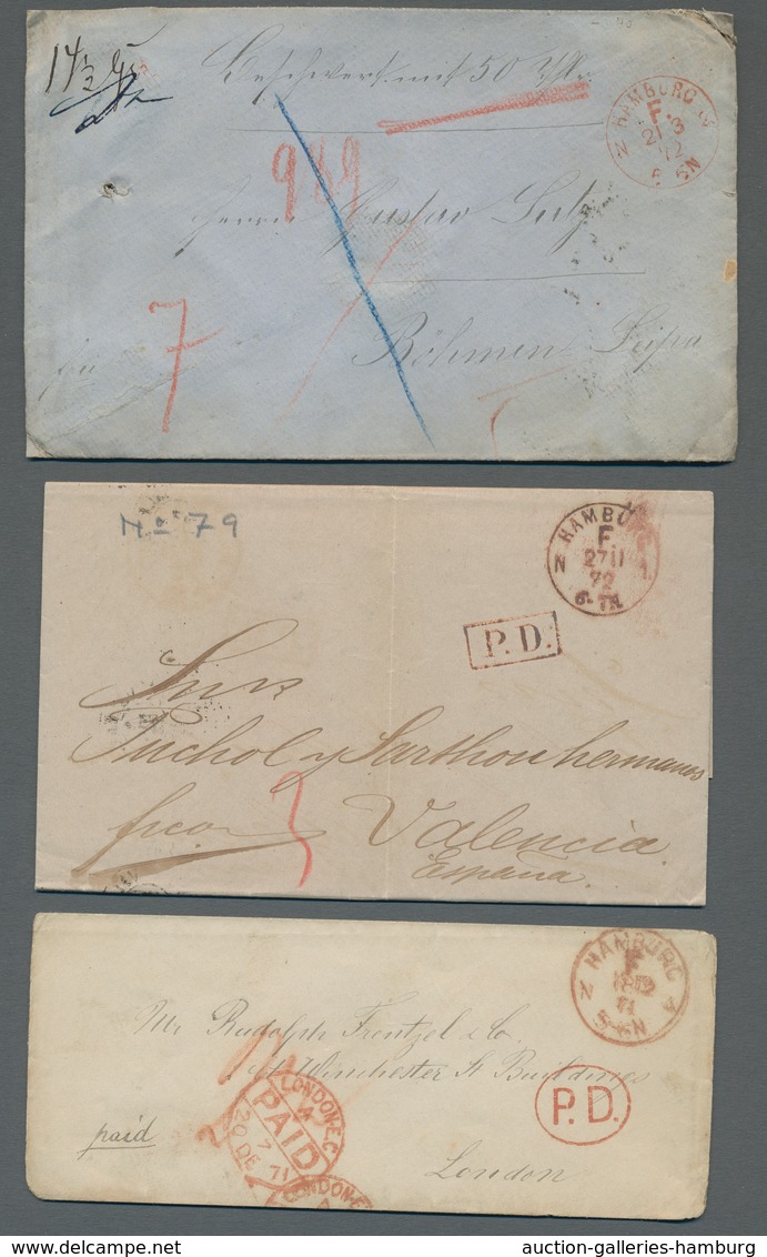 Hamburg - Marken Und Briefe: 1867-1872, FRANCO-STEMPEL F.1.-F.4. Auf 6 Briefen, Destinationen Von En - Hambourg