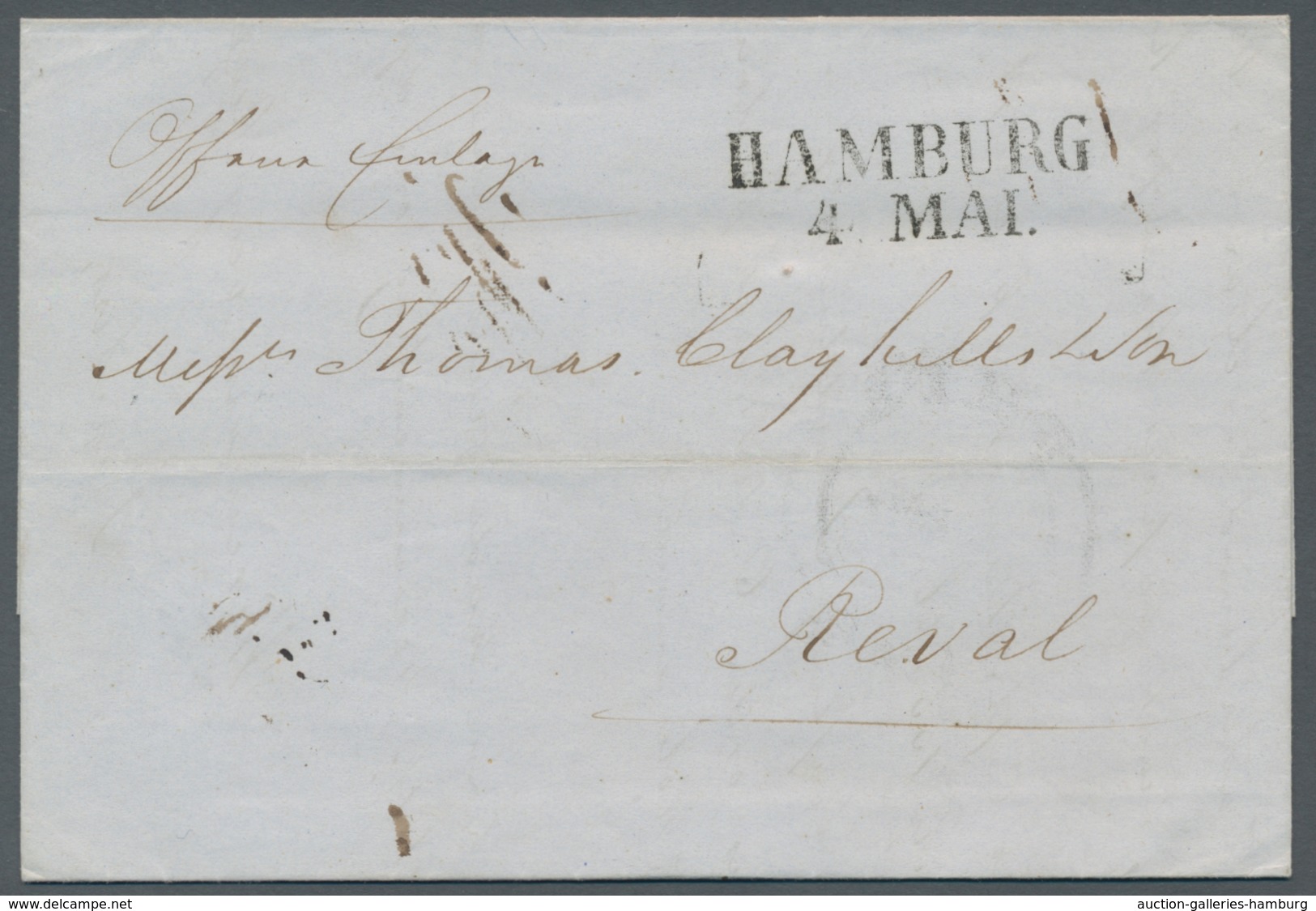 Hamburg - Stempel: 1841 Bzw. 1868, Zwei Faltbriefe Nach Reval Bzw. Pernau Mit Transit über Riga, Ein - Hambourg