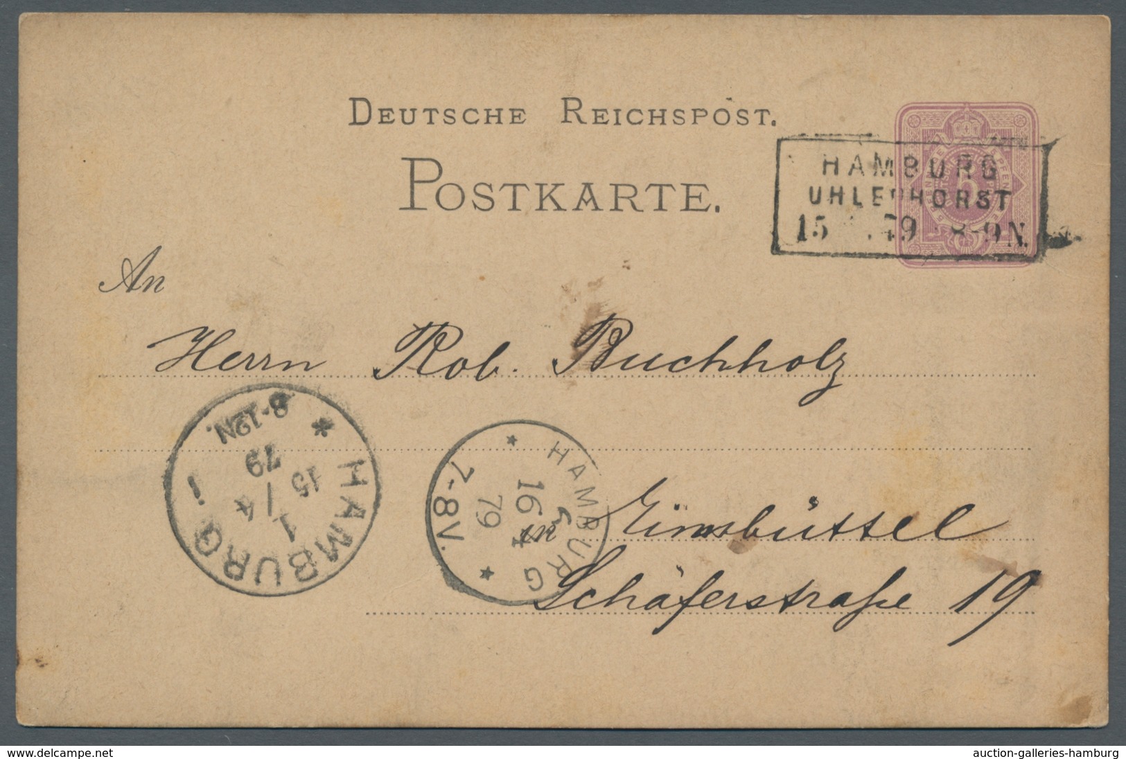 Hamburg - Stempel: 1871-79, Drei Belege Mit Aufgabe- Bzw. Ankunfsstempel Ra3 Von Eimsbüttel, Pöseldo - Hambourg