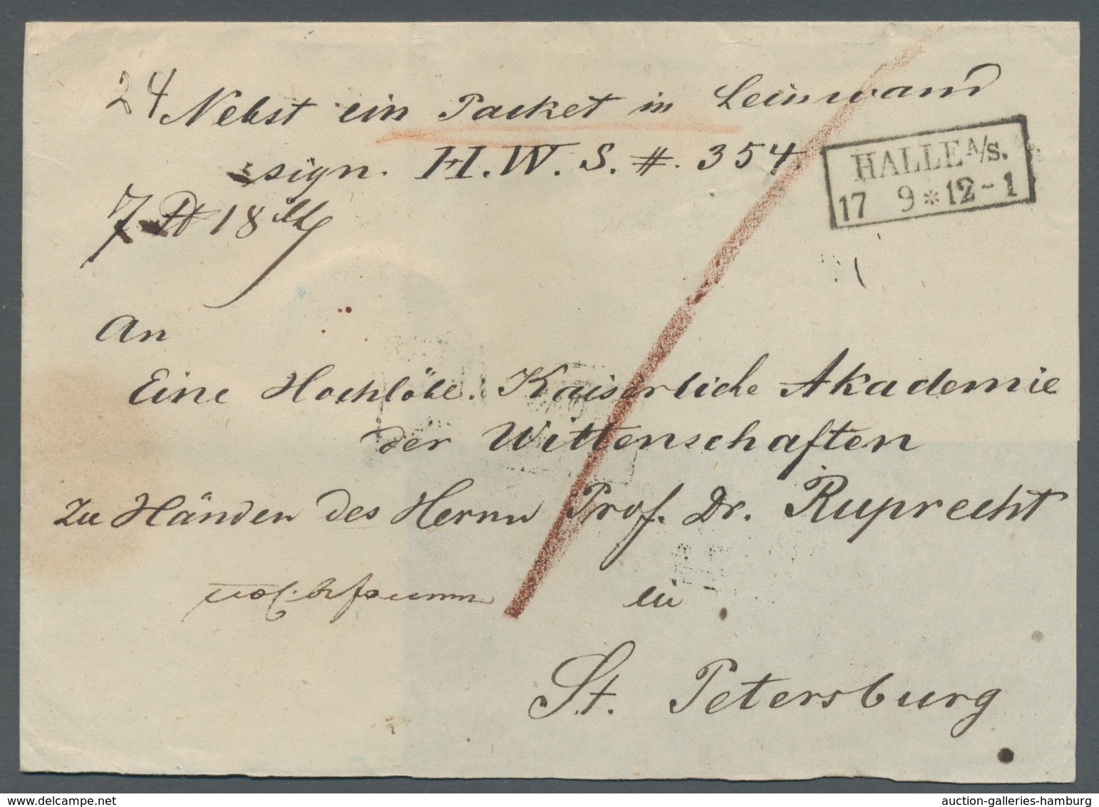Preußen - Vorphilatelie: 1855, Paketbegleitbrief Aus Halle An Der Saale Mit Rahmenstempel "Halle A/s - Precursores