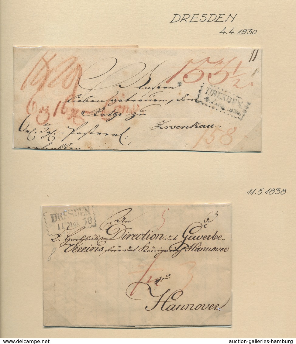 Sachsen - Vorphilatelie: 1830-1859, Reizvolle Partie Von Fünf Vorphila- Bzw. Markenlosen Briefen Aus - Precursores