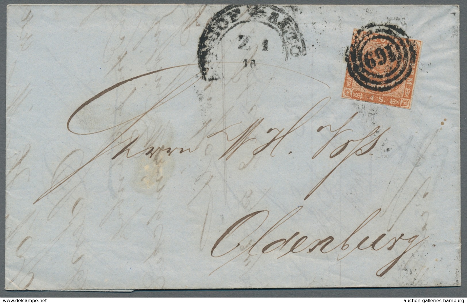 Schleswig-Holstein - Marken und Briefe: 1850-1862 ca., 9 Briefe ab Dänemark Nr. 1, plus eine lose Ma