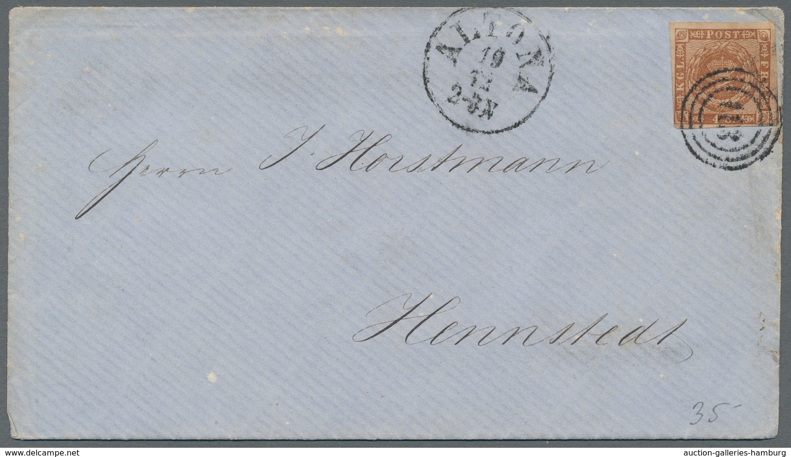 Schleswig-Holstein - Marken und Briefe: 1850-1862 ca., 9 Briefe ab Dänemark Nr. 1, plus eine lose Ma