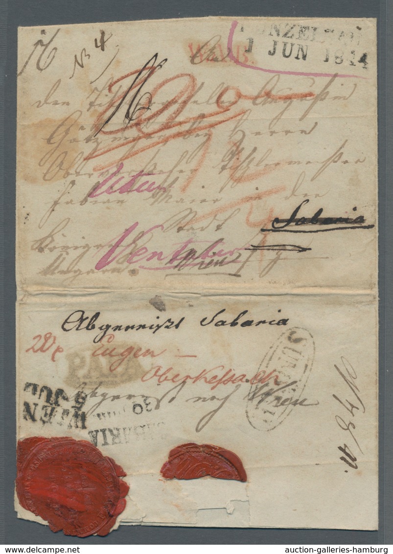 Thurn & Taxis - Vorphilatelie: 1844, Seltener Stempel "W.A.B." In Rot Auf Mehrfach Nachgesendetem Br - Precursores