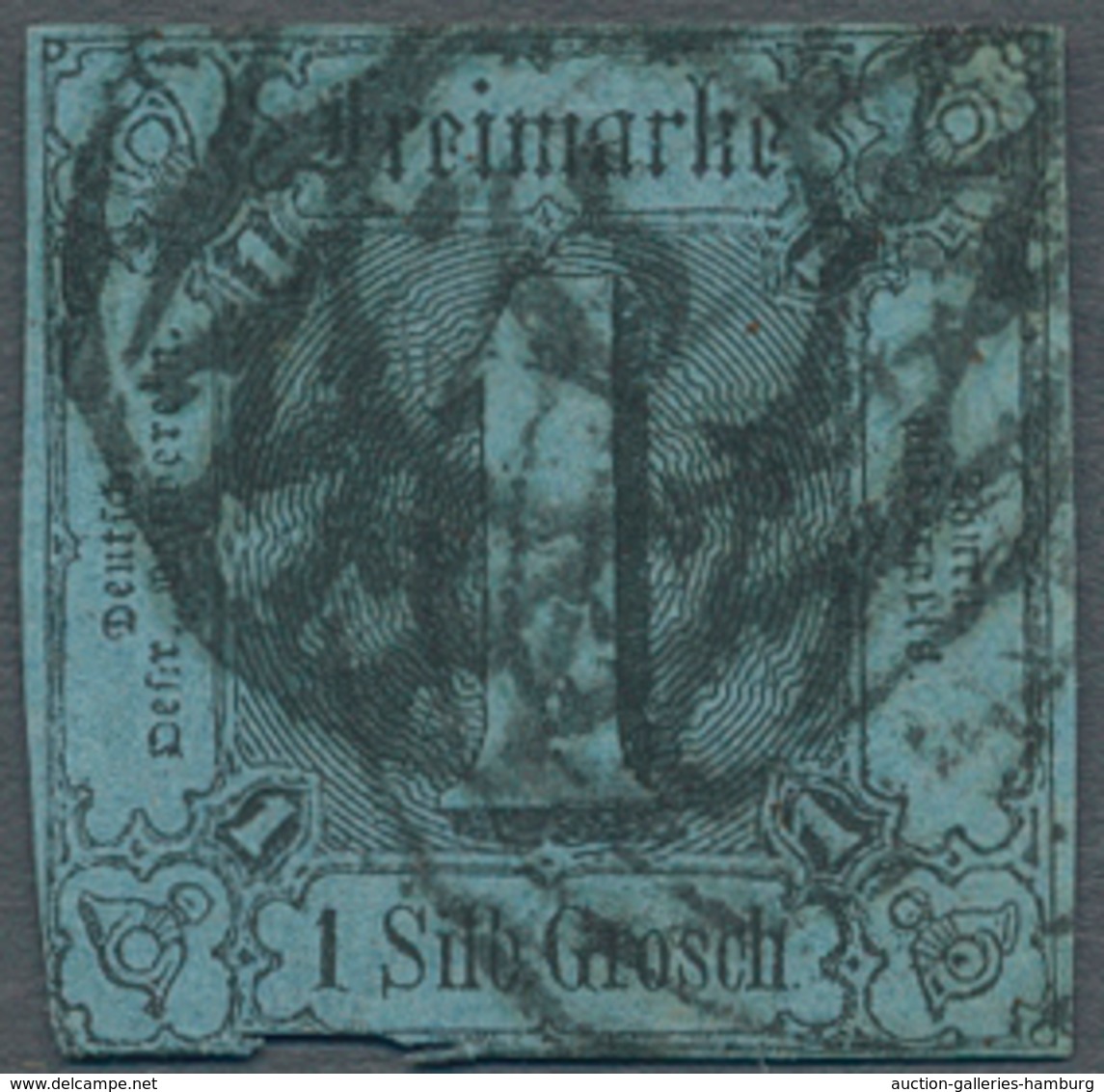 Thurn & Taxis - Marken Und Briefe: 1853, 1 Sgr Schwarz Auf Grautürkis In üblichem T&T-Schnitt (unten - Otros & Sin Clasificación