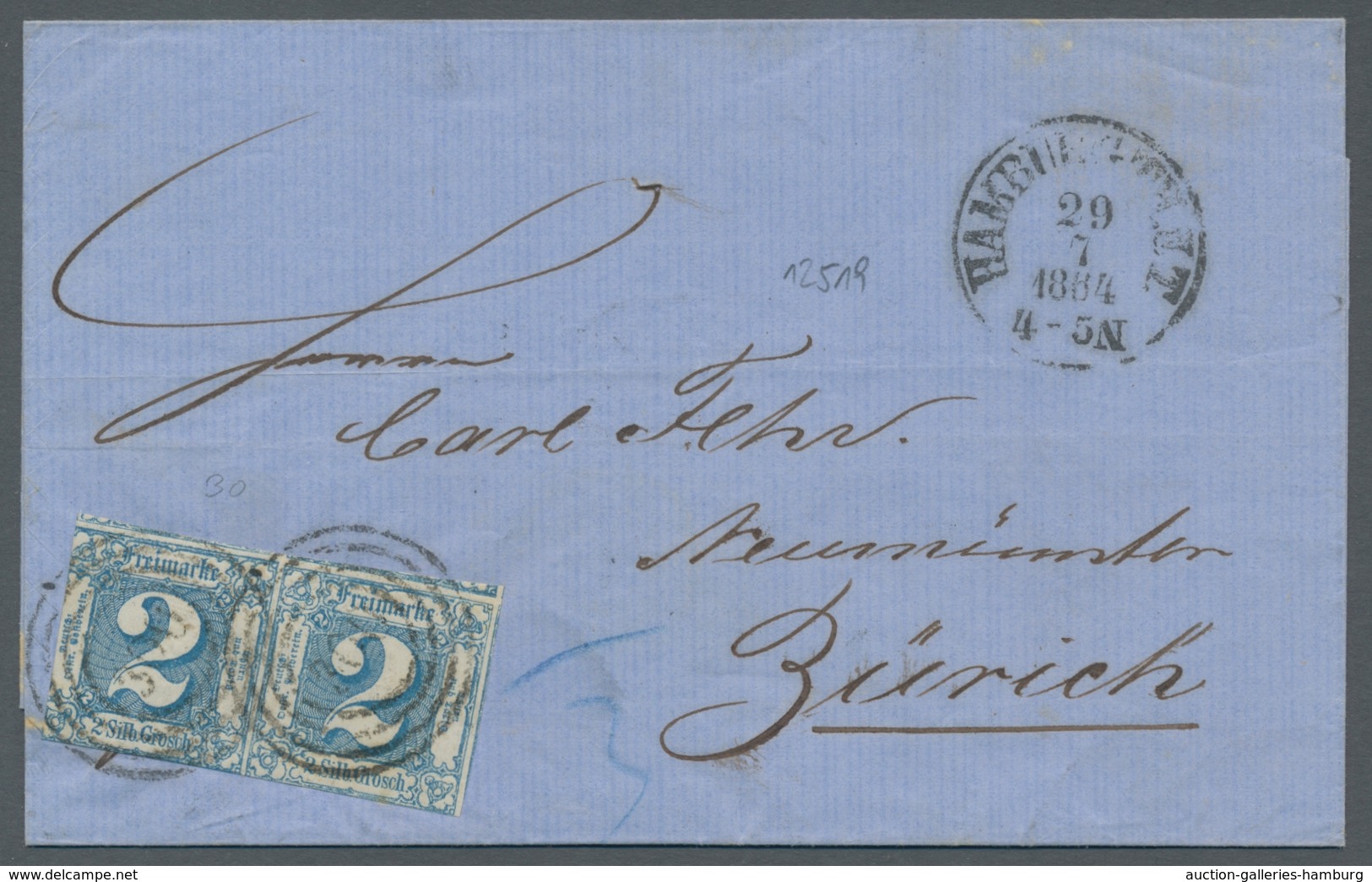 Thurn & Taxis - Marken Und Briefe: 1864, Thurn Und Taxis, 2 Sgr. Blau In Waagerechtem Paar, üblicher - Otros & Sin Clasificación