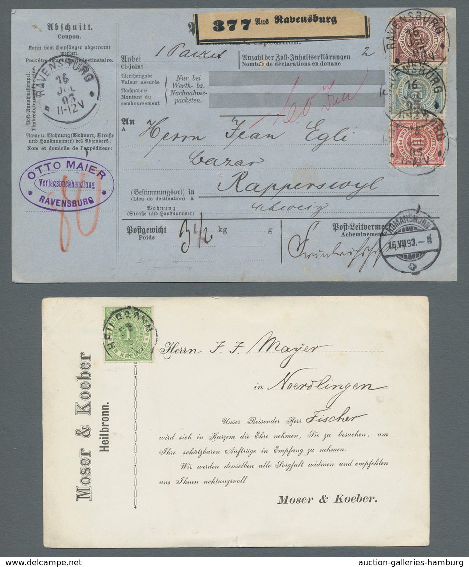 Württemberg - Marken Und Briefe: 1851, 31 Briefe, Ganzsachen, "Gruß Aus Ulm" Karte, Dabei Einschreib - Altri & Non Classificati