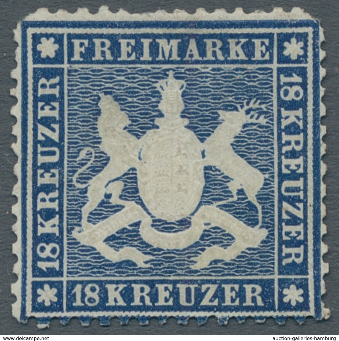 Württemberg - Marken Und Briefe: 1861, Wappen 18 Kr. Dunkelblau Eng Gezähnt, Dünnes Papier,ungebrauc - Otros & Sin Clasificación