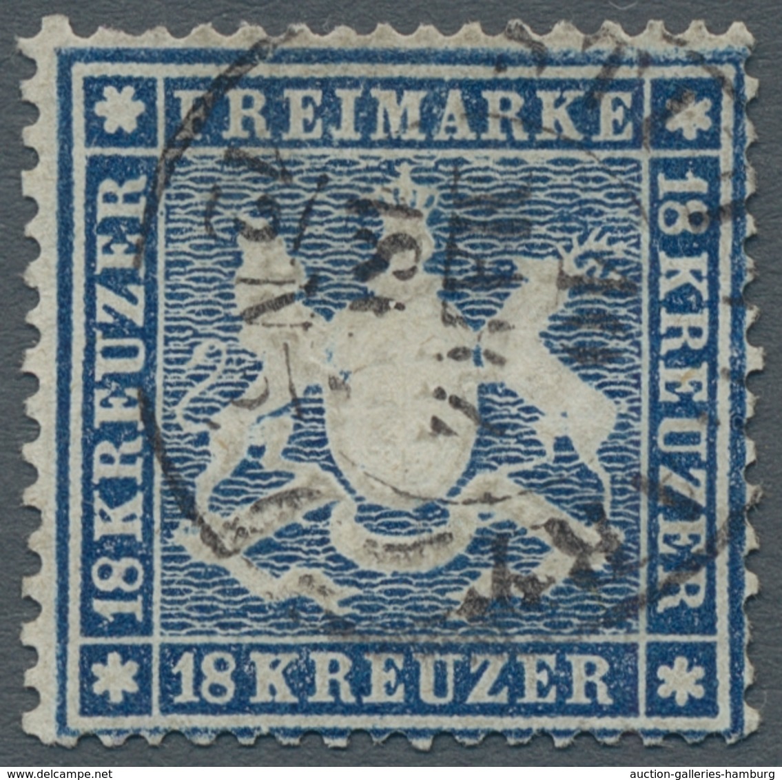 Württemberg - Marken Und Briefe: 1861, "18 Kr. Blau, Enge Zähnung", Farbfrischer Wert Mit Sauberem S - Otros & Sin Clasificación