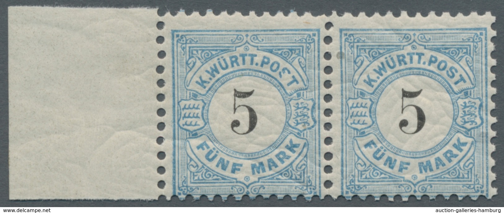 Württemberg - Marken Und Briefe: 1881, 5 Mark Postfrisches, Farbfrisches Einwandfreies Waager. Randp - Otros & Sin Clasificación
