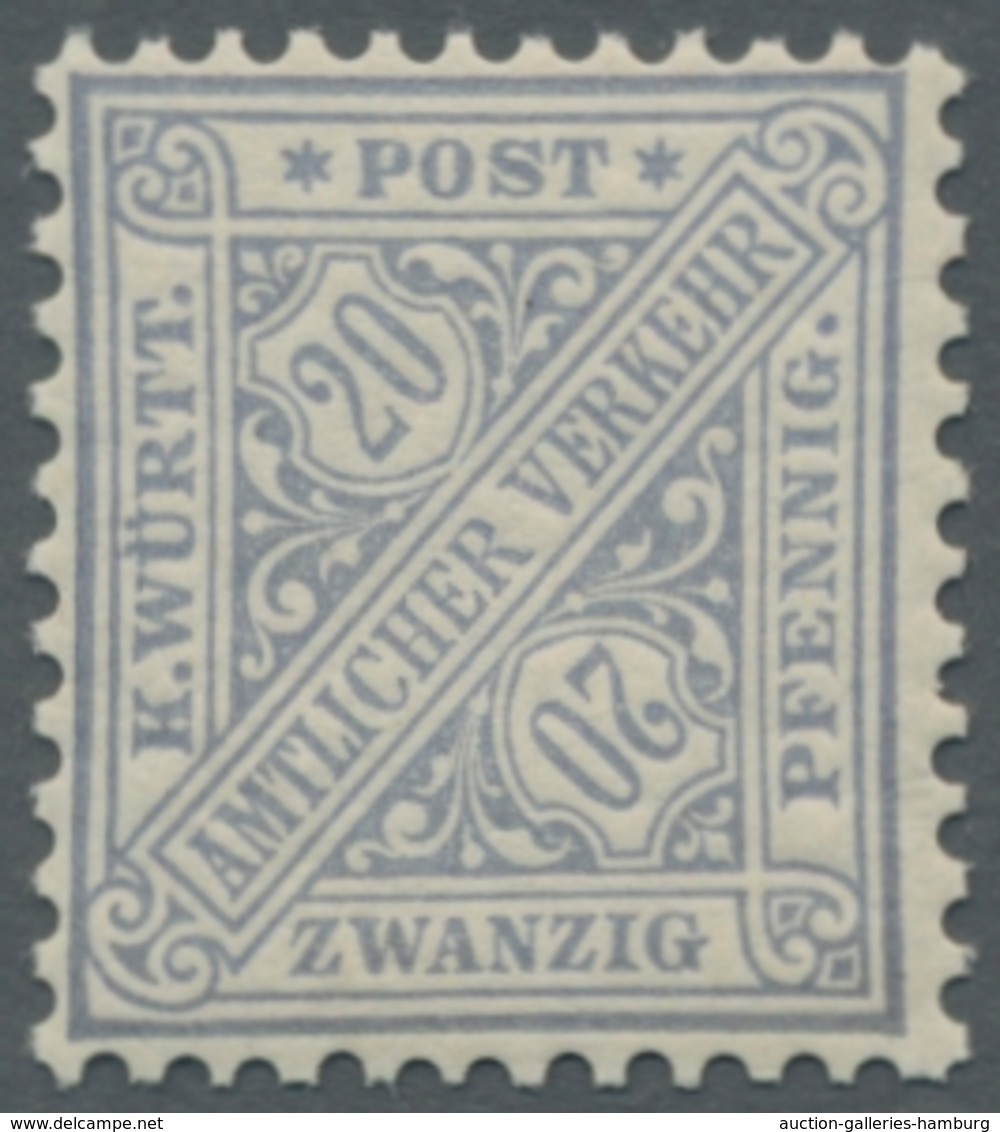 Württemberg - Marken Und Briefe: 1890, Dienstmarke 20 Pf. In Der Guten Farbe "hellgrautürkis" Postfr - Otros & Sin Clasificación