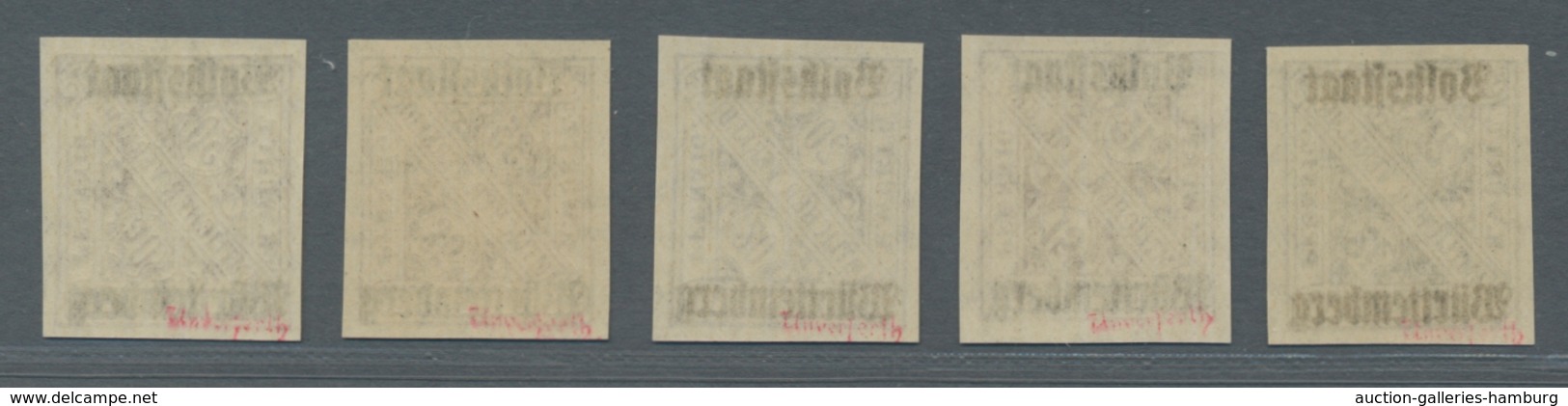 Württemberg - Marken Und Briefe: 1919, Alle 5 Ungezähnten Probedrucke Dieser Ausgabe, Postfrisch, Ei - Otros & Sin Clasificación