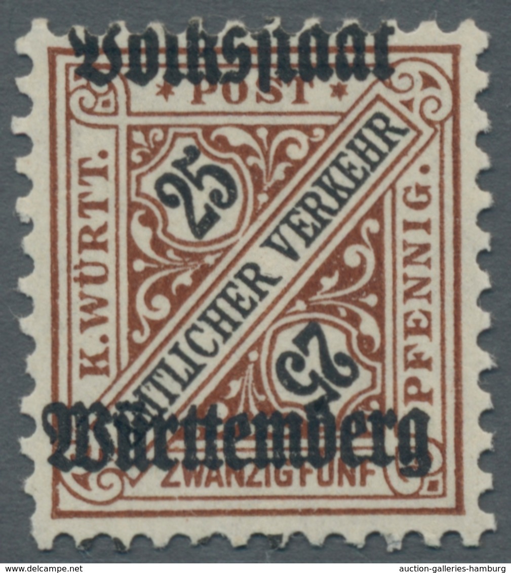 Württemberg - Marken Und Briefe: 1919, 25 Pf Braun Mit Kopfstehenden Aufdruck, Einwandfrei Postfrisc - Otros & Sin Clasificación