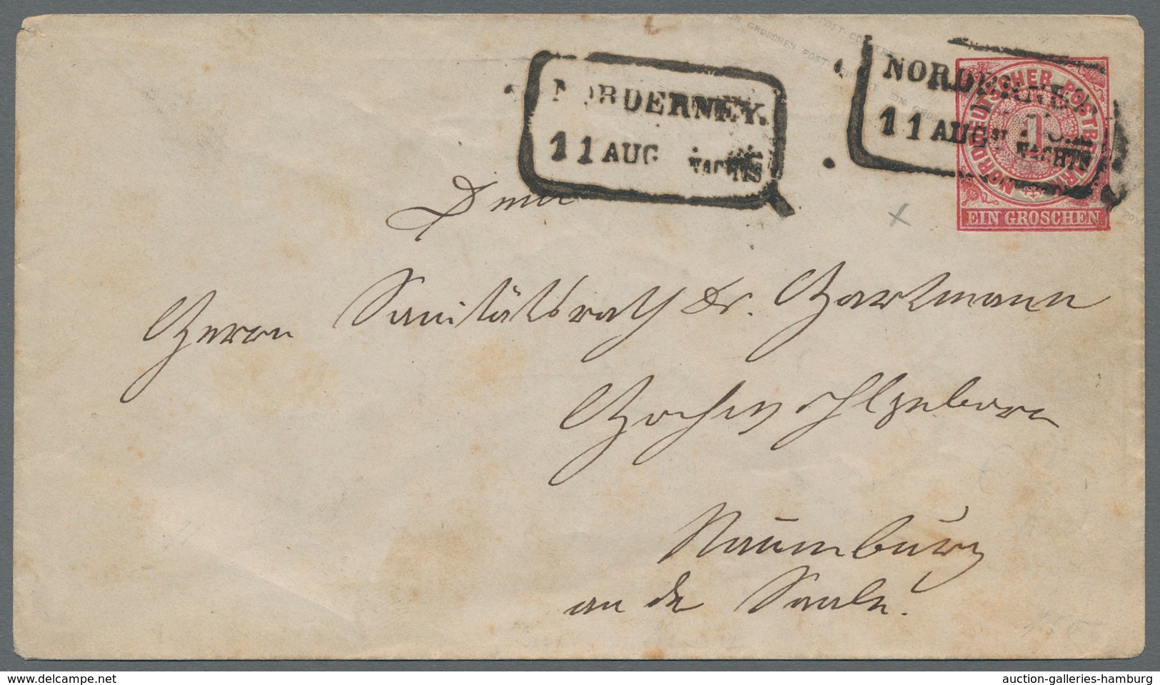 Norddeutscher Bund - Marken und Briefe: 1868, 18 Briefe mit besseren Stempeln wie NORDERNEY, Hufeise