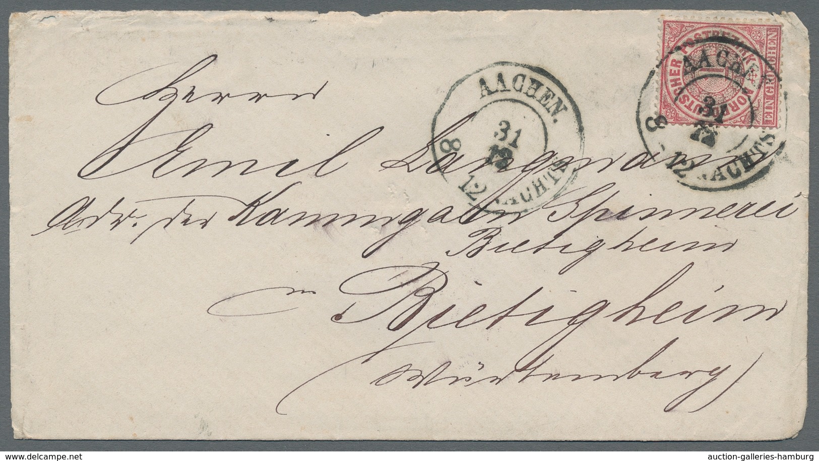 Norddeutscher Bund - Marken und Briefe: 1868, 18 Briefe mit besseren Stempeln wie NORDERNEY, Hufeise