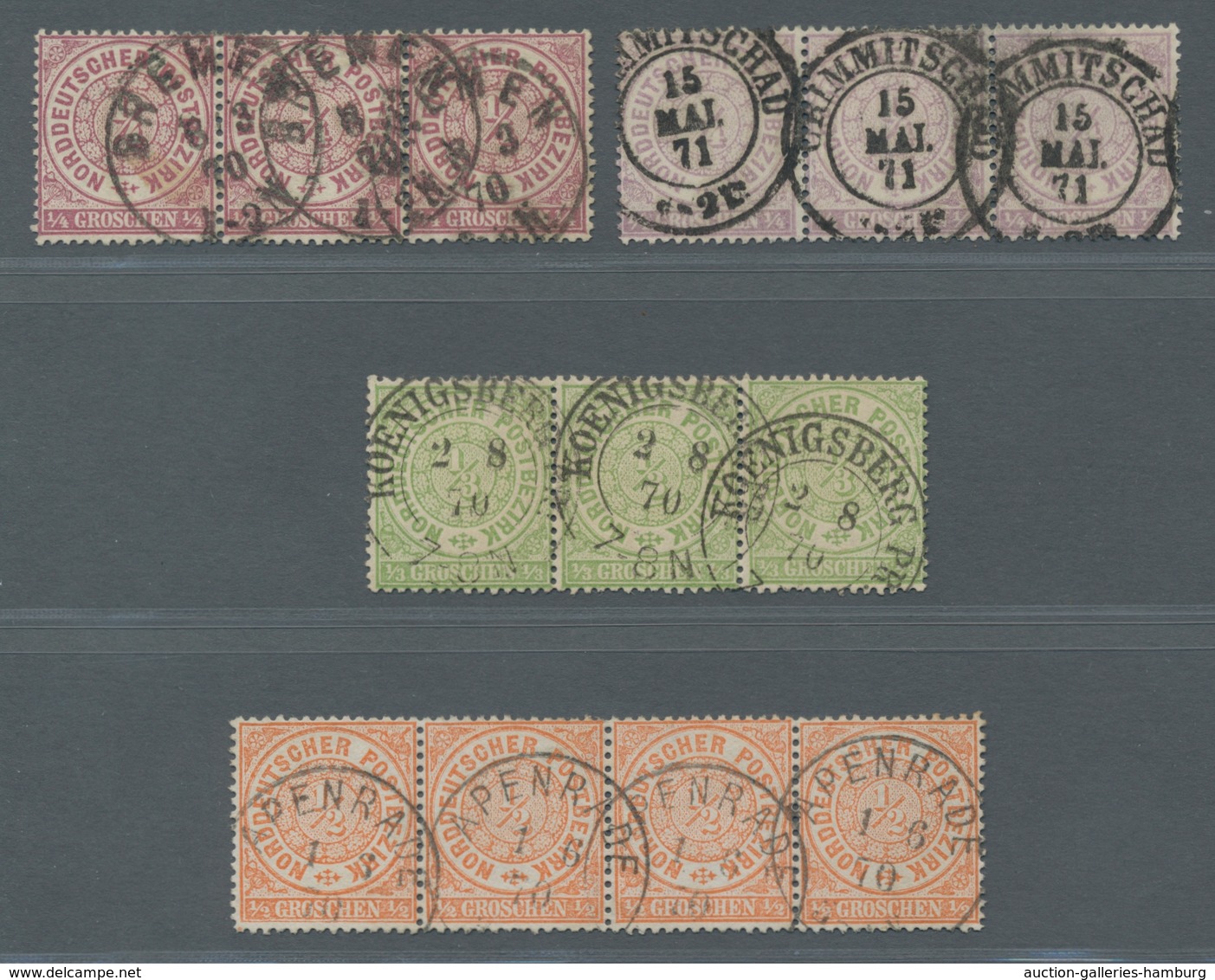 Norddeutscher Bund - Marken Und Briefe: 1868/1869, Lot Gestempelter Einheiten Aus Nr.1 Bis Dienst. D - Other & Unclassified