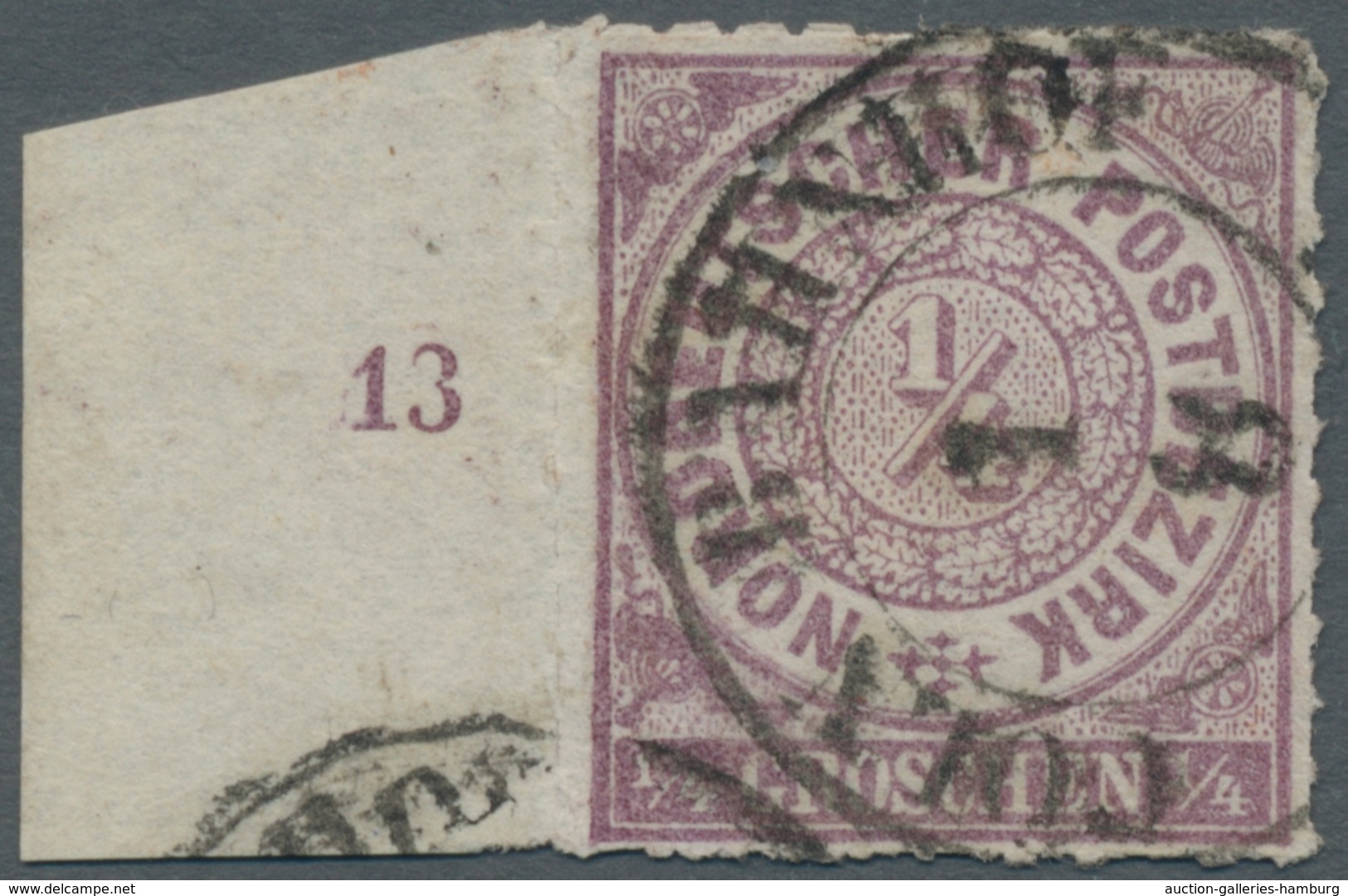 Norddeutscher Bund - Marken Und Briefe: 1868, 1/4 Gr. Graulila, Als Seltenes Randstück Mit Reihenzäh - Otros & Sin Clasificación