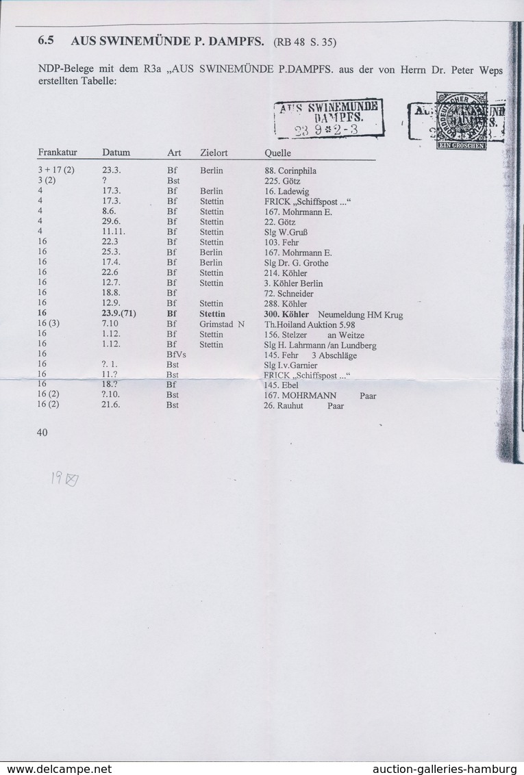 Norddeutscher Bund - Marken Und Briefe: "AUS SWINEMUNDE / P DAMPFS" R3 SCHIFFPOST-STEMPEL Auf NDP 1/ - Other & Unclassified