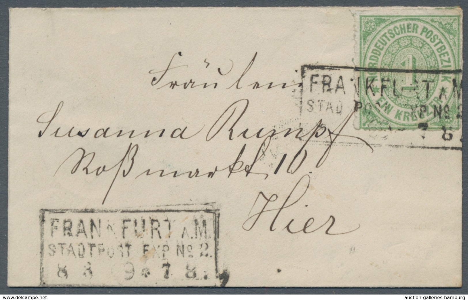 Norddeutscher Bund - Marken Und Briefe: 1868, 1 Kr. Grün, Als Nicht So Häufige Einzelfrankatur Auf K - Sonstige & Ohne Zuordnung