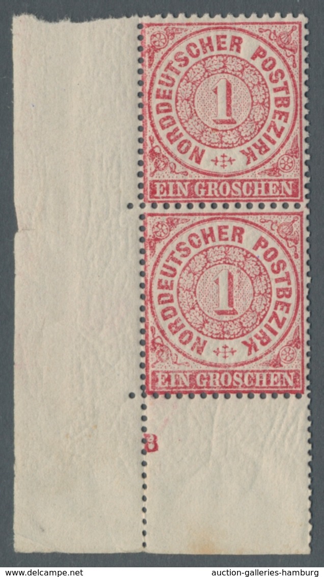 Norddeutscher Bund - Marken Und Briefe: 1869, 1 Gr. Karmin, Senkrechtes Postfrisches Eckrandpaar Mit - Other & Unclassified