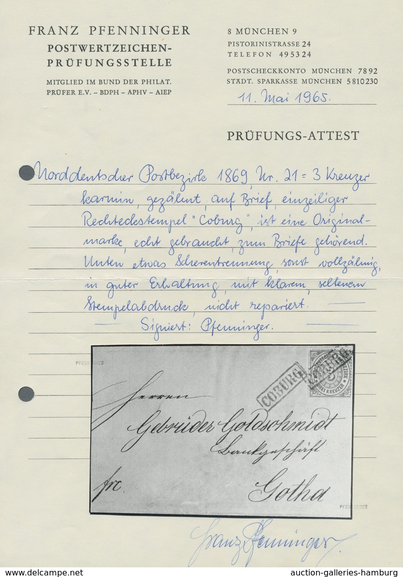 Norddeutscher Bund - Marken Und Briefe: 1869; 3 Kreuzer Gezähnt Mit Klar Abgeschlagenem Einzeiligem - Otros & Sin Clasificación