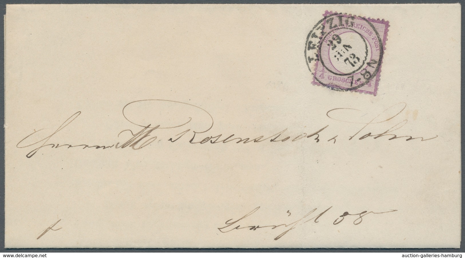 Deutsches Reich - Brustschild: 1872; Großer Schild 1/4 Groschen Violett Als Solofrankatur Auf Ortsdr - Covers & Documents