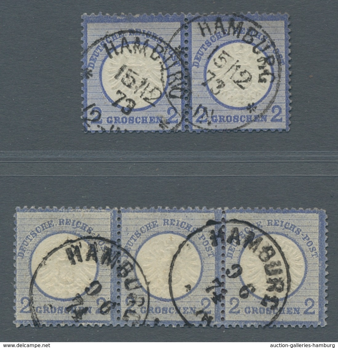 Deutsches Reich - Brustschild: 1872, "2 Gr. Kleiner Schild", Sauber Gestempeltes Paar Sowie Dreierst - Covers & Documents