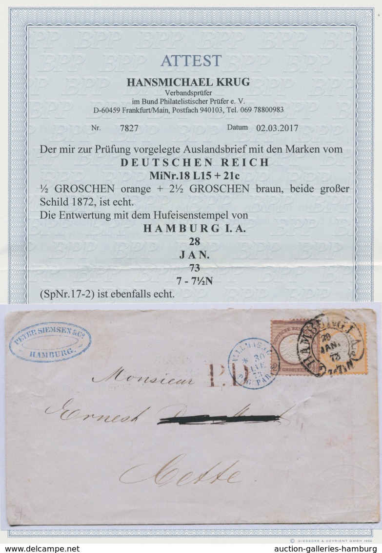 Deutsches Reich - Brustschild: 1872, 2 1/2 Groschen Großer Brustschild In Der Seltenen Farbe Braun E - Covers & Documents