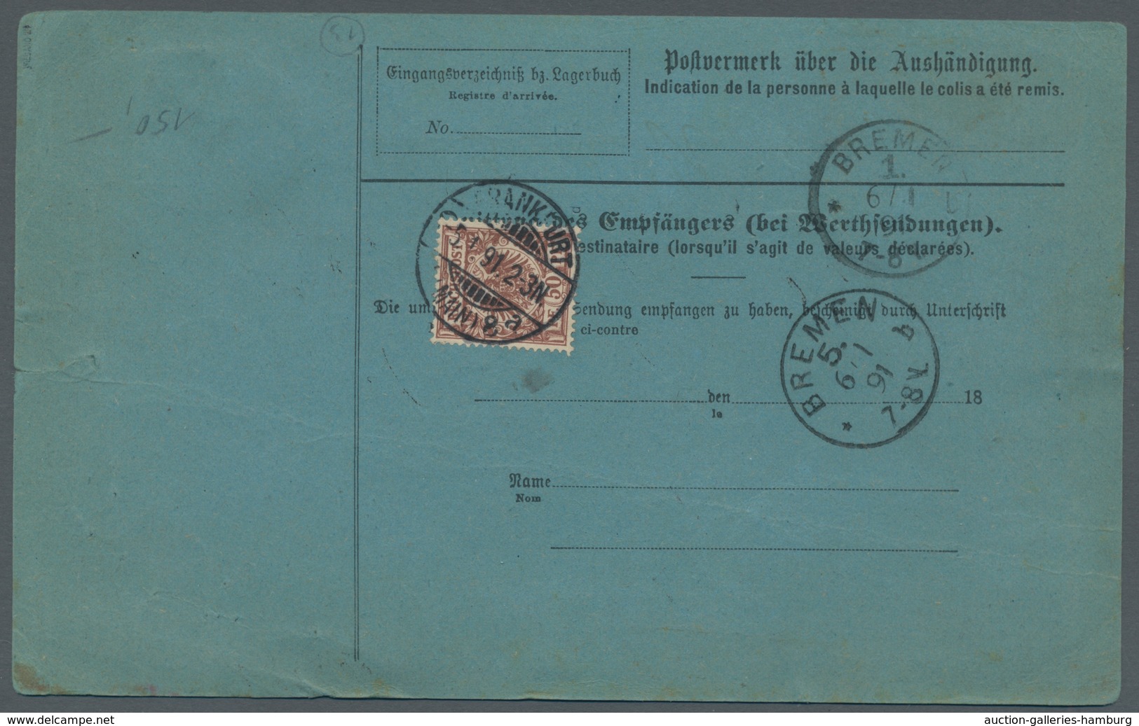 Deutsches Reich - Krone / Adler: 1889, 50 Pf. Rötlichbraun Als Zwischenstegpaar Und Rs. Einzelwert A - Unused Stamps