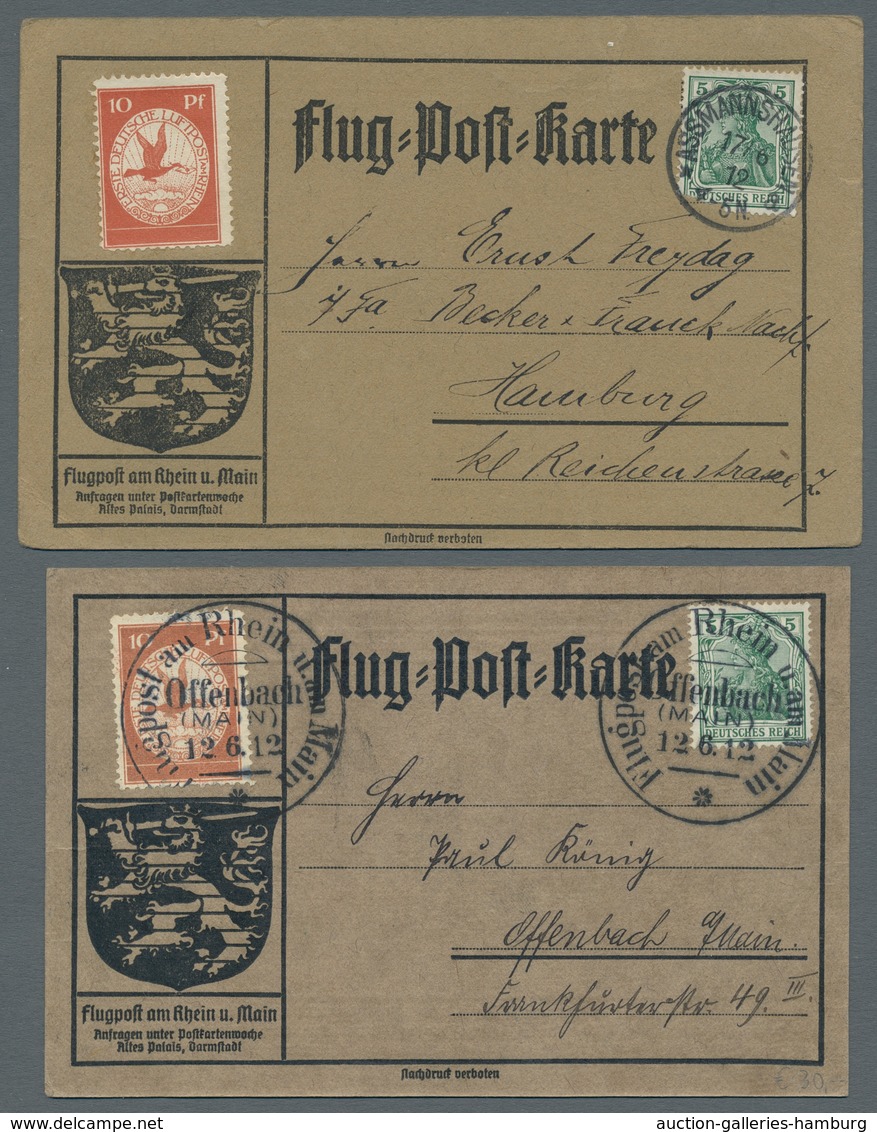 Deutsches Reich - Germania: 1912, Flugpostmarken I Bis III Auf 5 Flug-Post-Karten, U.a. III Auf Kart - Unused Stamps