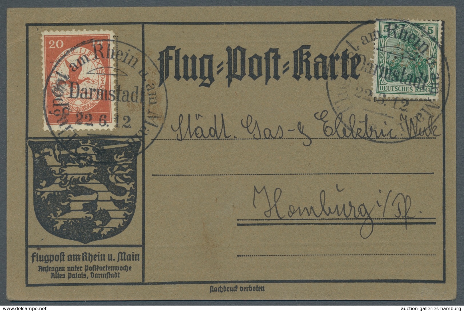 Deutsches Reich - Germania: 1912, "Rhein-Main-Flugpost", Drei Offizielle Flugkarten Je Addressiert I - Nuevos