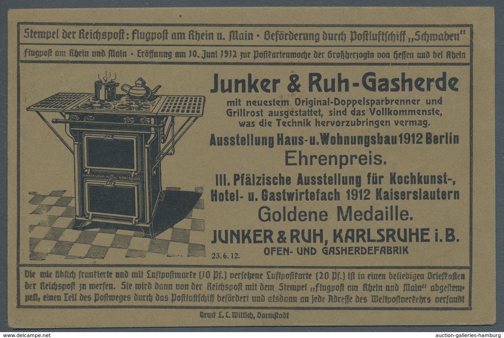 Deutsches Reich - Germania: 1912, "Rhein-Main-Flugpost", Drei Offizielle Flugkarten Je Addressiert I - Unused Stamps