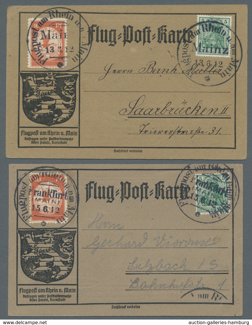 Deutsches Reich - Germania: 1912, "Rhein-Main-Flugpost", Drei Offizielle Flugkarten Je Addressiert I - Nuevos