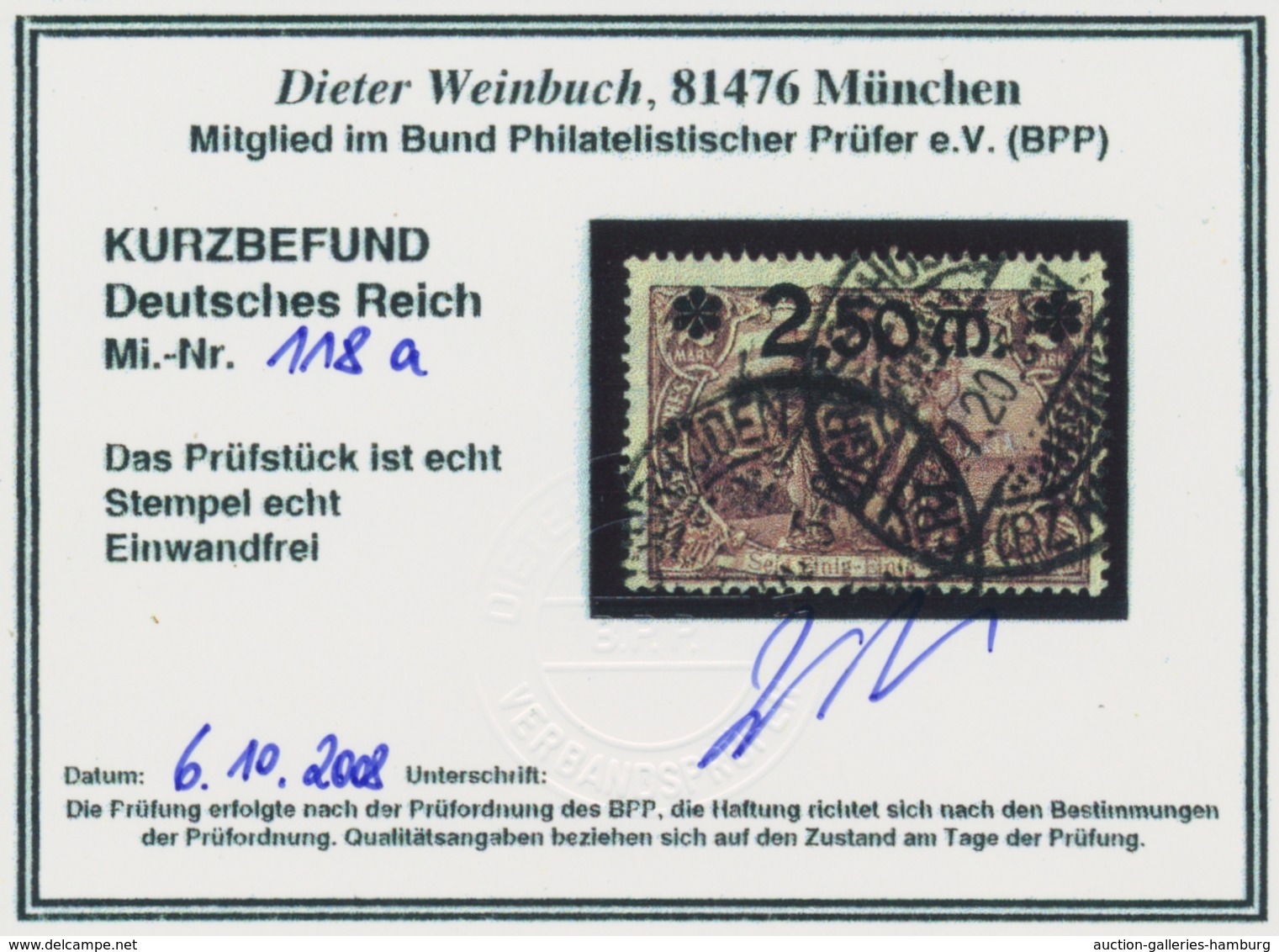 Deutsches Reich - Inflation: 1920, Freimarke 2,50 M Auf 2 Mark Braunlila Entwertet "Grosbrhüden (Bz. - Used Stamps