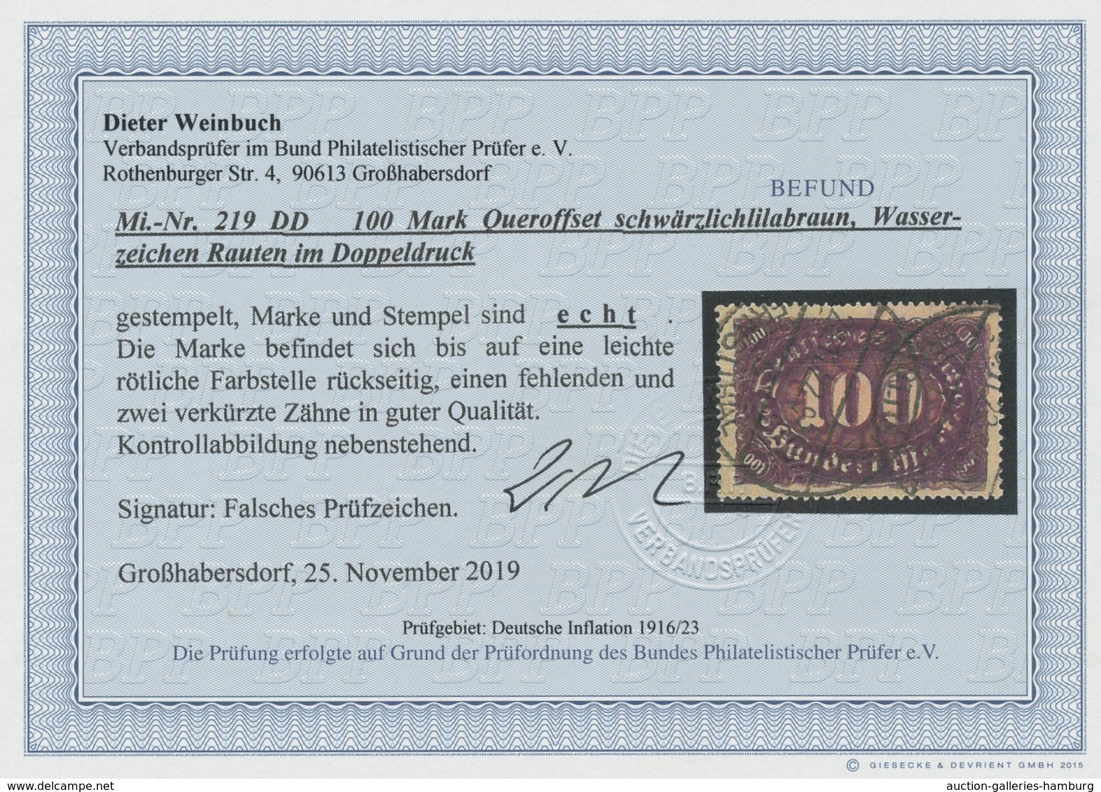 Deutsches Reich - Inflation: 1922, "100 Mk. Queroffset Mit Doppeldruck", Sauber Gestempelter Wert Mi - Used Stamps