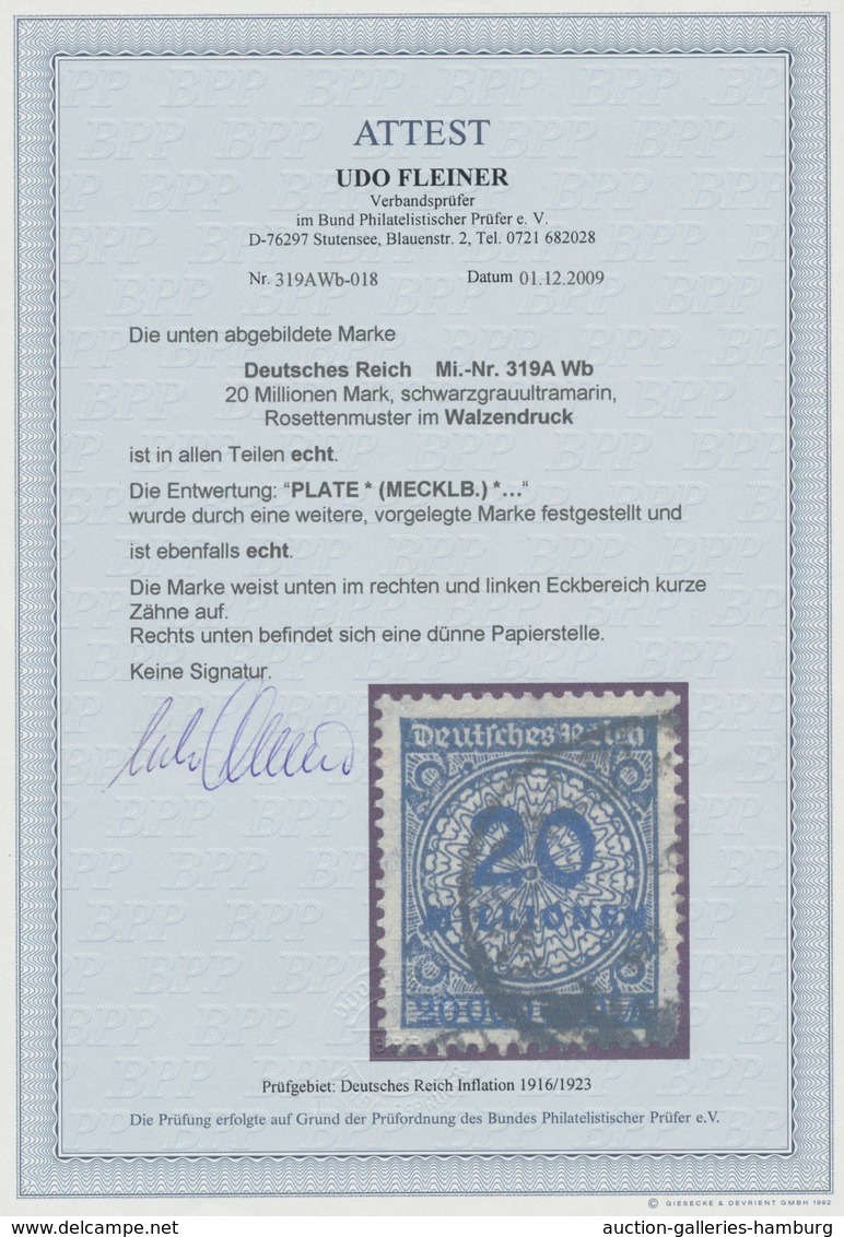 Deutsches Reich - Inflation: 1923, Korbdeckelmuster 20 Millionen Schwarzgrauultramarin Im Walzendruc - Usati