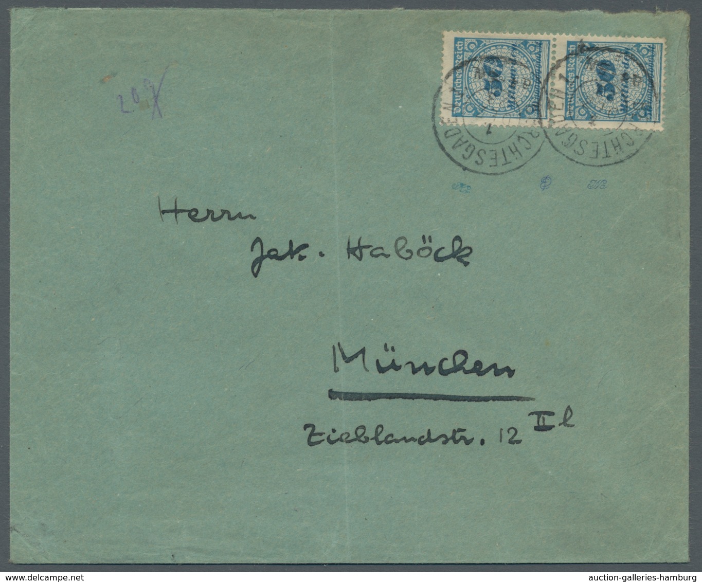Deutsches Reich - Inflation: 1923, 50 Mrd Kobaldblau, Senkrechtes Paar Als Mef Auf Portoger. Dezembe - Usados